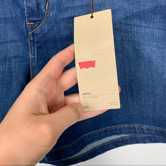 Levis NWT High Waisted Denim Dark Wash Jean Shorts - Picture 4 of 9